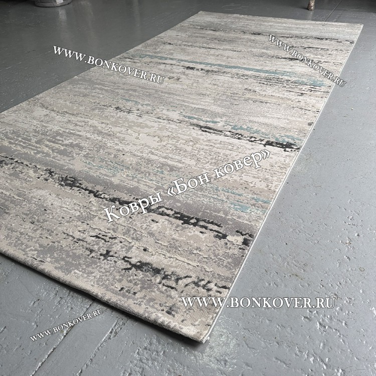 Турецкий Ковер Для Гостиной Арт 30037 Серый с Голубым