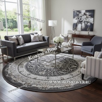 Турецкий Ковер Для гостиной New дизайн 371 Серый Круг
